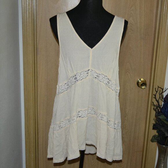 American Eagle Crochet V Neck Beachy Boho Summer Tank Top - Picture 1 of 9